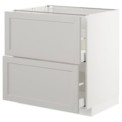 METOD Base cb 2 fronts/2 high drawers, white/Lerhyttan light grey, 80x60 cm