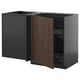 METOD Corner base cab w pull-out fitting, black-grey/Sinarp brown, 128x68 cm