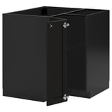 METOD Corner base cabinet with shelf, black-grey/Lerhyttan black stained, 88x88 cm