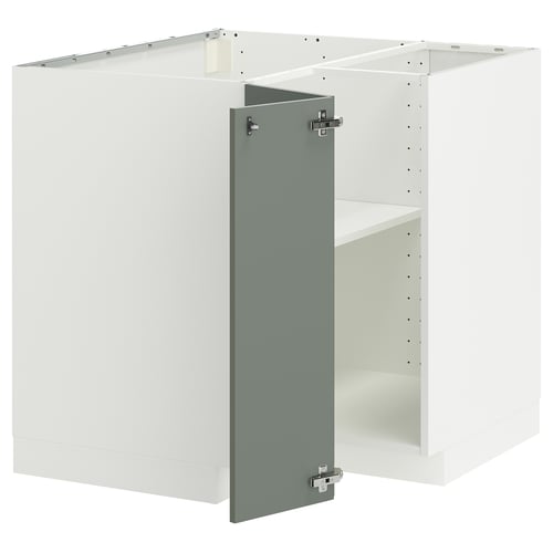 Ikea METOD kitchen cabinet, grey-green, white, with shelf.