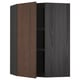 METOD Corner wall cabinet with shelves, black/Sinarp brown, 68x100 cm