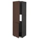 METOD Hi cab f fridge or freezer w 2 drs, black/Sinarp brown, 60x60x200 cm