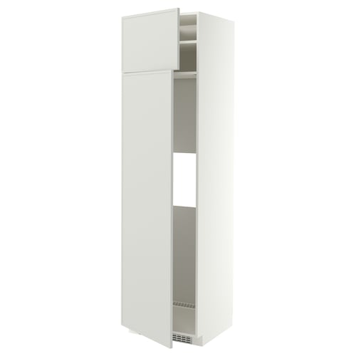 METOD Hi cab f fridge or freezer w 2 drs, white/Aspudden light grey, 60x60x220 cm