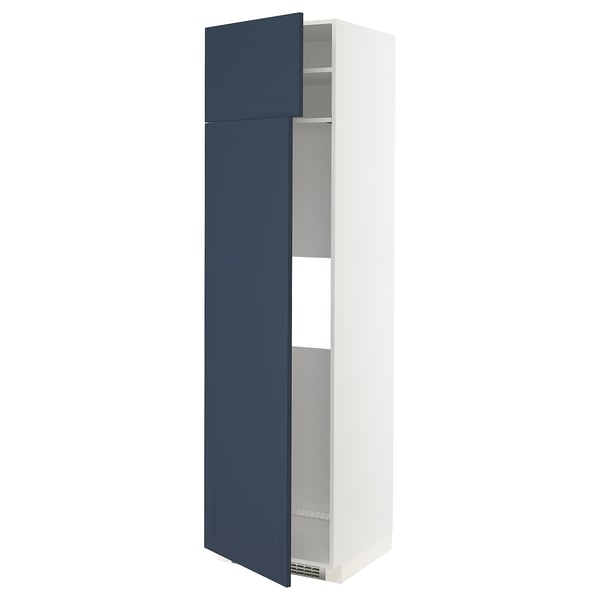 METOD Hi cab f fridge or freezer w 2 drs, white Axstad/matt blue, 60x60x220 cm