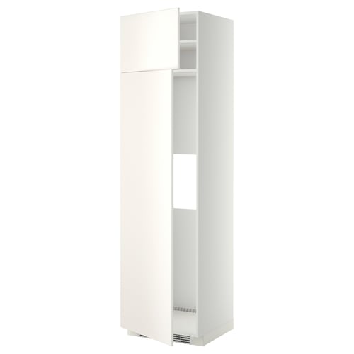 A white METOD kitchen cabinet with smooth doors, a rectangular shape, and adjustable shelves.