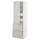 METOD Hi cab w shlvs/4 drawers/dr/2 frnts, white/Lerhyttan light grey, 60x60x200 cm