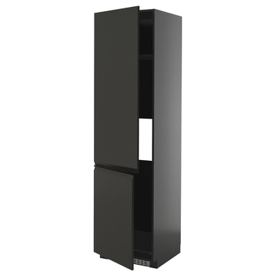 METOD High cab f fridge/freezer w 2 doors, black-grey/Upplöv matt anthracite, 60x60x220 cm
