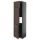 METOD High cab f fridge/freezer w 3 doors, black-grey/Sinarp brown, 60x60x220 cm