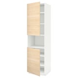 METOD High cab f micro w 2 doors/shelves, white/Askersund light ash effect, 60x60x220 cm