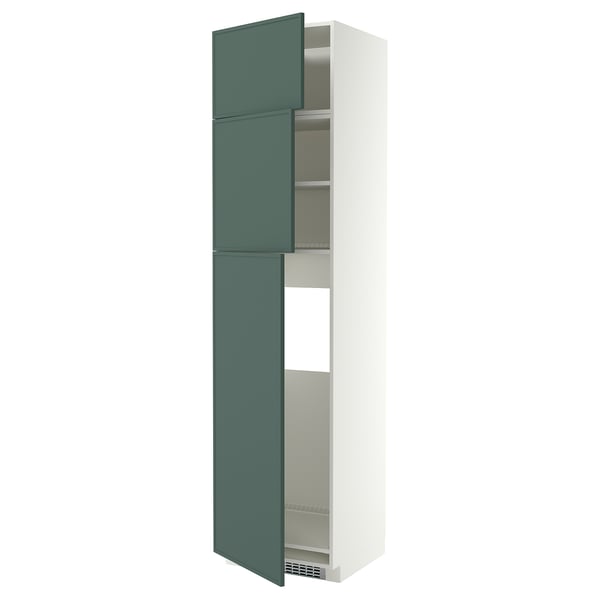 METOD High cab for fridge with 3 doors, white/Aspudden dark grey-green, 60x60x240 cm