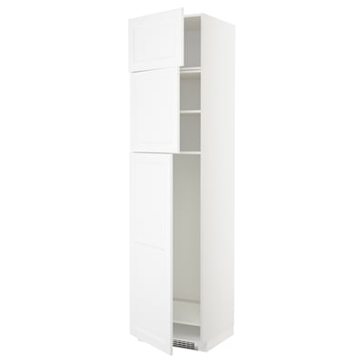 METOD High cab for fridge with 3 doors, white/Axstad matt white, 60x60x240 cm