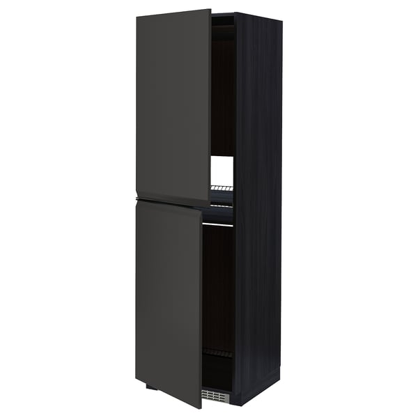 METOD High cabinet for fridge/freezer, black/Upplöv matt anthracite, 60x60x200 cm