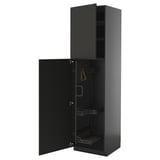 METOD High cabinet with cleaning interior, black-grey/Nickebo matt anthracite, 60x60x220 cm