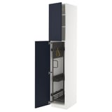 METOD High cabinet with cleaning interior, white Axstad/matt blue, 40x60x220 cm