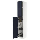 METOD High cabinet with cleaning interior, white Axstad/matt blue, 40x60x240 cm