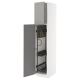 METOD High cabinet with cleaning interior, white/Bodbyn grey, 40x60x200 cm
