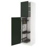 METOD High cabinet with cleaning interior, white/Havstorp deep green, 60x60x220 cm