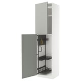 METOD High cabinet with cleaning interior, white/Havstorp light grey, 60x60x240 cm