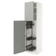 METOD High cabinet with cleaning interior, white/Havstorp light grey, 60x60x220 cm