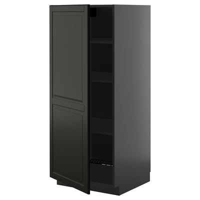 METOD High cabinet with shelves, black-grey/Bodbyn black, 60x60x140 cm