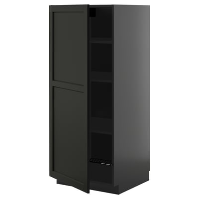 METOD High cabinet with shelves, black-grey/Lerhyttan black stained, 60x60x140 cm