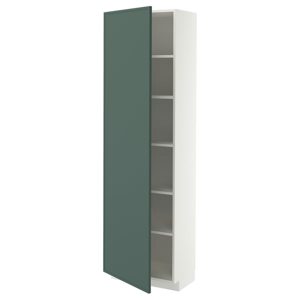 METOD High cabinet with shelves, white/Aspudden dark grey-green, 60x37x200 cm