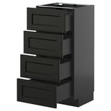 METOD / KNIVSHULT Base cab 4 frnts/4 drawers, black-grey/Lerhyttan black stained, 40x37 cm
