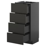 METOD / KNIVSHULT Base cab 4 frnts/4 drawers, black-grey/Nickebo matt anthracite, 40x37 cm