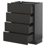 METOD / KNIVSHULT Base cab 4 frnts/4 drawers, black-grey/Nickebo matt anthracite, 60x37 cm