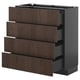 METOD / KNIVSHULT Base cab 4 frnts/4 drawers, black-grey/Sinarp brown, 80x37 cm