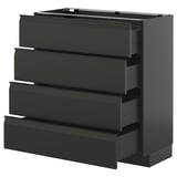METOD / KNIVSHULT Base cab 4 frnts/4 drawers, black-grey/Upplöv matt anthracite, 80x37 cm