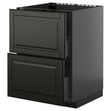 METOD / KNIVSHULT Base cab f sink+2 fronts/2 drawers, black-grey/Bodbyn black, 60x60 cm
