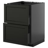 METOD / KNIVSHULT Base cab f sink+2 fronts/2 drawers, black-grey/Lerhyttan black stained, 60x60 cm