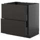 METOD / KNIVSHULT Base cab f sink+2 fronts/2 drawers, black-grey/Nickebo matt anthracite, 80x60 cm