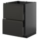 METOD / KNIVSHULT Base cab f sink+2 fronts/2 drawers, black-grey/Upplöv matt anthracite, 60x60 cm