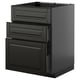 METOD / KNIVSHULT Base cab f sink+3 fronts/2 drawers, black-grey/Bodbyn black, 60x60 cm
