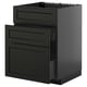 METOD / KNIVSHULT Base cab f sink+3 fronts/2 drawers, black-grey/Lerhyttan black stained, 60x60 cm