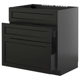 METOD / KNIVSHULT Base cab f sink+3 fronts/2 drawers, black-grey/Lerhyttan black stained, 80x60 cm