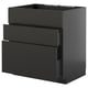 METOD / KNIVSHULT Base cab f sink+3 fronts/2 drawers, black-grey/Nickebo matt anthracite, 80x60 cm
