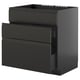 METOD / KNIVSHULT Base cab f sink+3 fronts/2 drawers, black-grey/Upplöv matt anthracite, 80x60 cm
