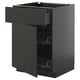 METOD / KNIVSHULT Base cab w wire basket/drawer/door, black-grey/Nickebo matt anthracite, 60x60 cm