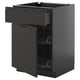 METOD / KNIVSHULT Base cab w wire basket/drawer/door, black-grey/Upplöv matt anthracite, 60x60 cm