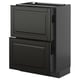 METOD / KNIVSHULT Base cab with 2 fronts/3 drawers, black-grey/Bodbyn black, 60x37 cm