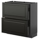 METOD / KNIVSHULT Base cab with 2 fronts/3 drawers, black-grey/Bodbyn black, 80x37 cm