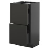 METOD / KNIVSHULT Base cab with 2 fronts/3 drawers, black-grey/Nickebo matt anthracite, 40x37 cm