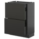 METOD / KNIVSHULT Base cab with 2 fronts/3 drawers, black-grey/Nickebo matt anthracite, 60x37 cm