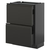METOD / KNIVSHULT Base cab with 2 fronts/3 drawers, black-grey/Upplöv matt anthracite, 60x37 cm