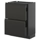 METOD / KNIVSHULT Base cab with 2 fronts/3 drawers, black-grey/Upplöv matt anthracite, 60x37 cm
