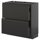 METOD / KNIVSHULT Base cab with 2 fronts/3 drawers, black-grey/Upplöv matt anthracite, 80x37 cm