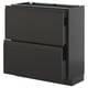 METOD / KNIVSHULT Base cab with 2 fronts/3 drawers, black-grey/Upplöv matt anthracite, 80x37 cm